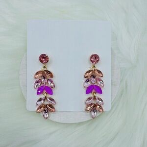 Pink Rhinestone Drop Earrings